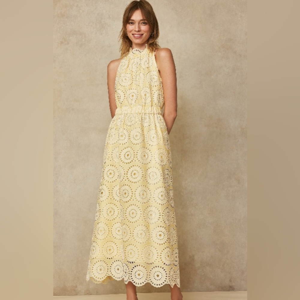 Elegant Yellow Lace Dress